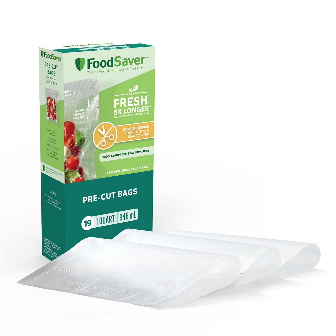 FoodSaver 1-Quart Precut Vacuum Seal Bags - Thumbnail 3