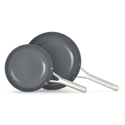 Calphalon&reg; Ceramic Nonstick 8" and 10" Frying Pan Set, Silver Ash