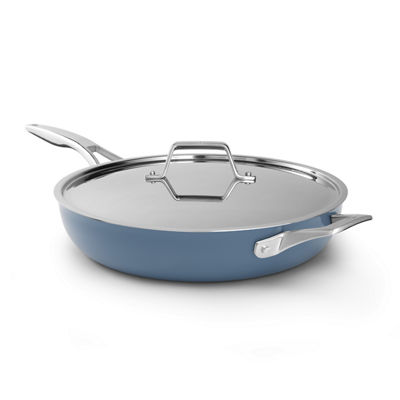 Calphalon Premier Ceramic Nonstick 12 inch Frying Pan with Lid, Durable Ceramic Pan for Searing, Sauteing, Long Lasting PFAS-Free Cookware, Dishwasher Safe, Macaron
