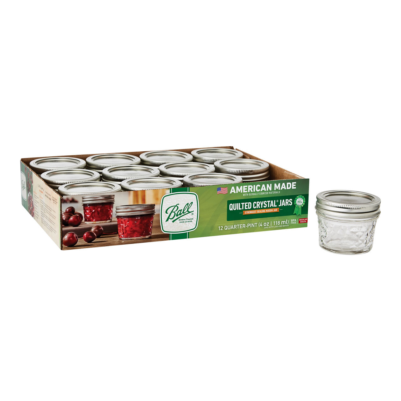 Ball® Quilted Crystal Jelly Jars & Lids, Regular Mouth | Ball