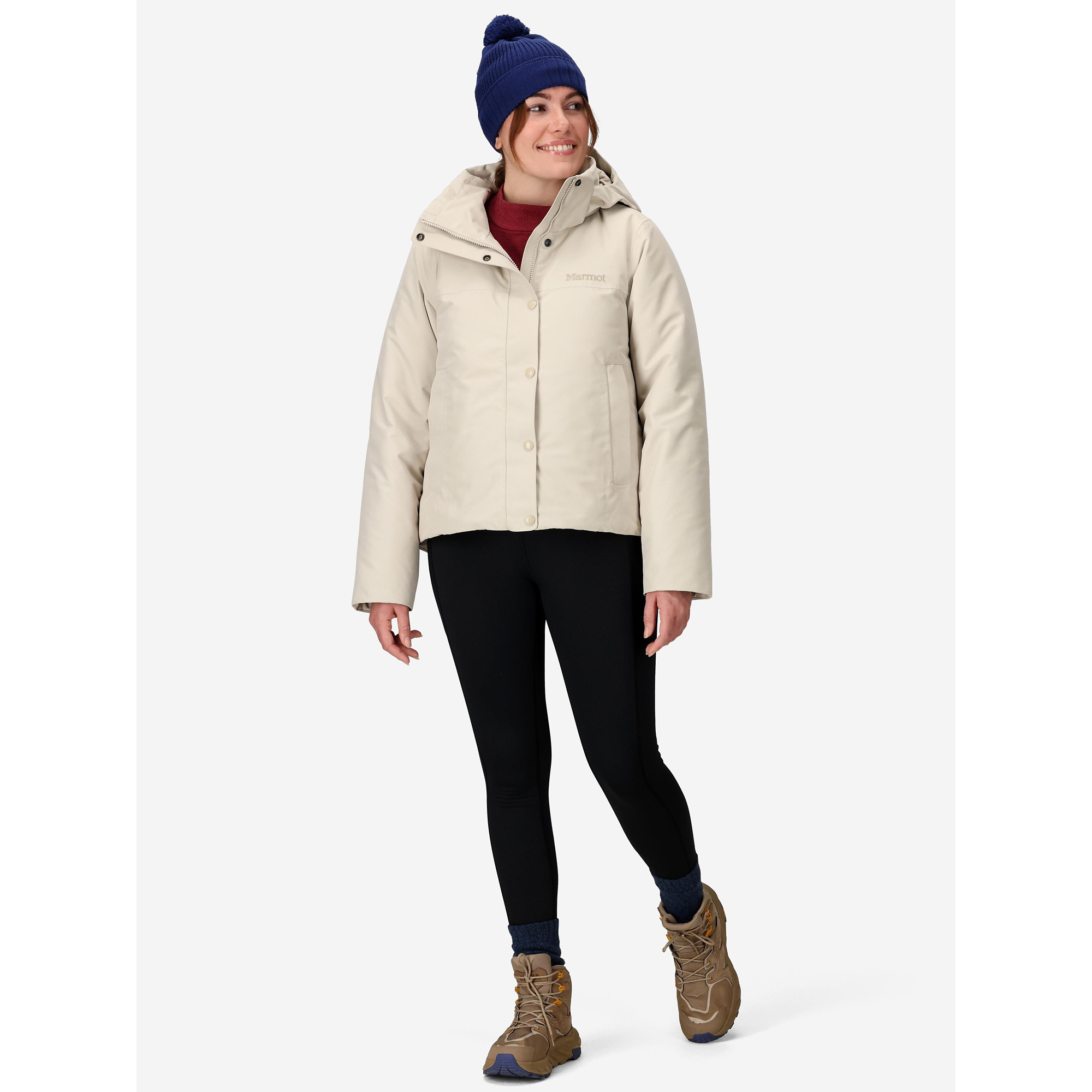 Marmot Women's Chelsea Down Waterproof Short Coat (Fall 2025) in Birch Bark