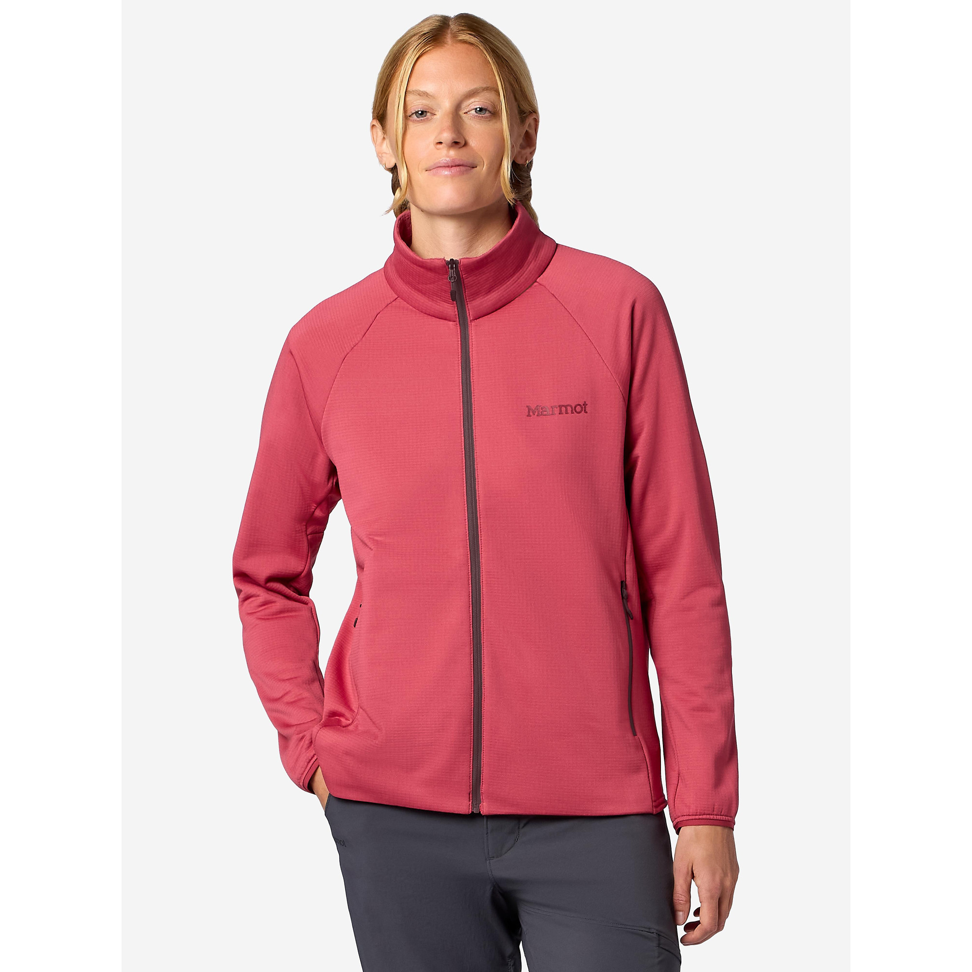 Marmot Women's Leconte Tech Grid Fleece Full-Zip Jacket in Dried Rose