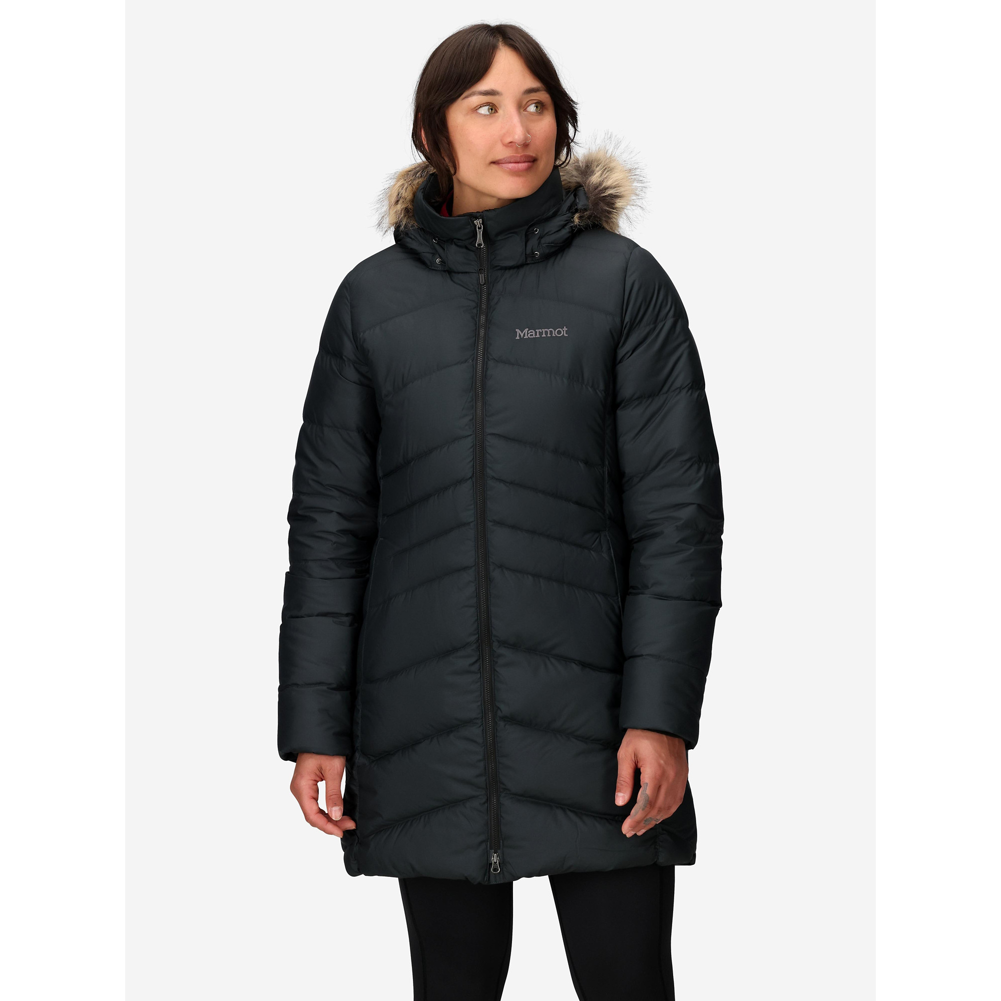 Marmot Women's Montreal Hooded Faux-Fur-Trim Coat - Black