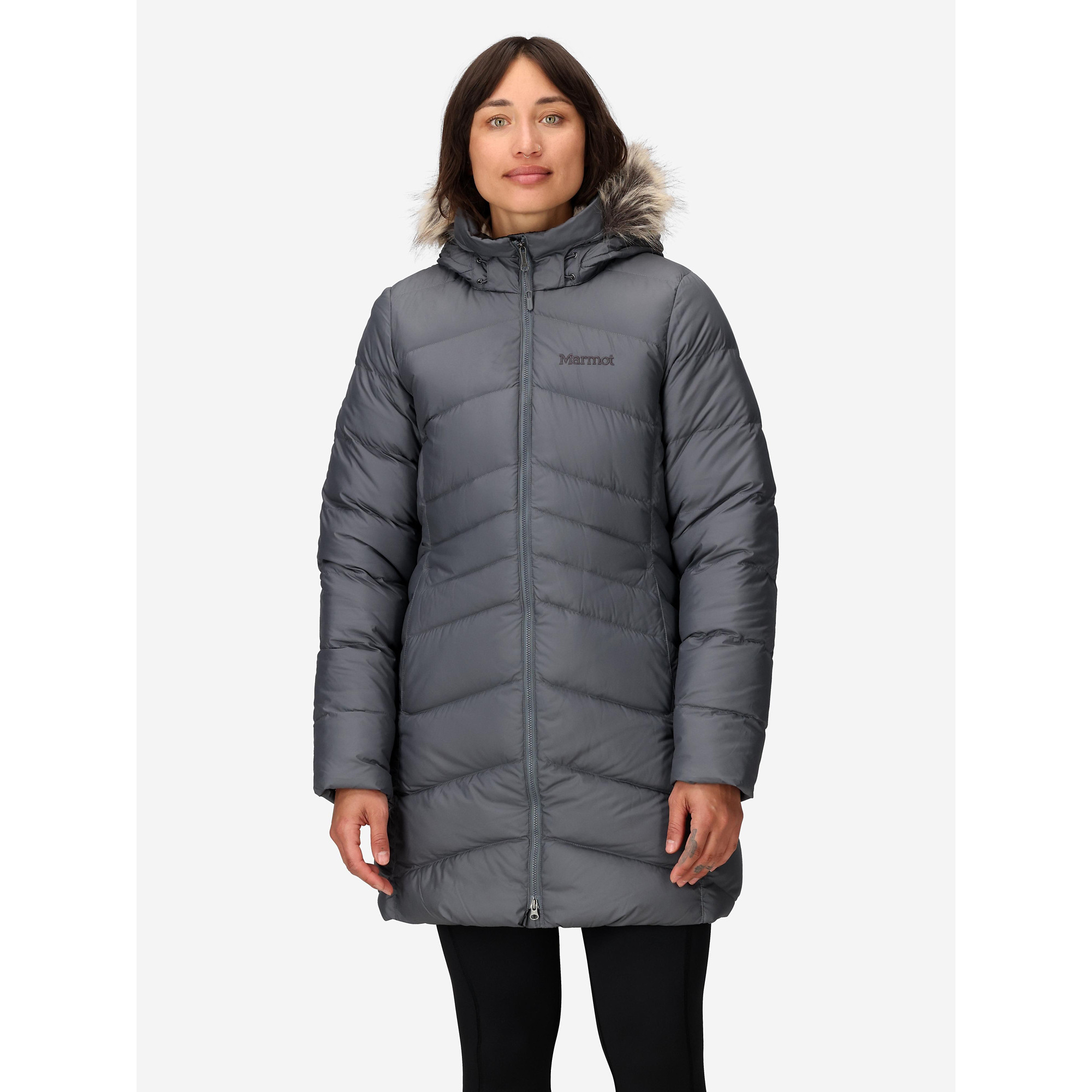 Marmot Women's Montreal Hooded Faux-Fur-Trim Coat - Sleet
