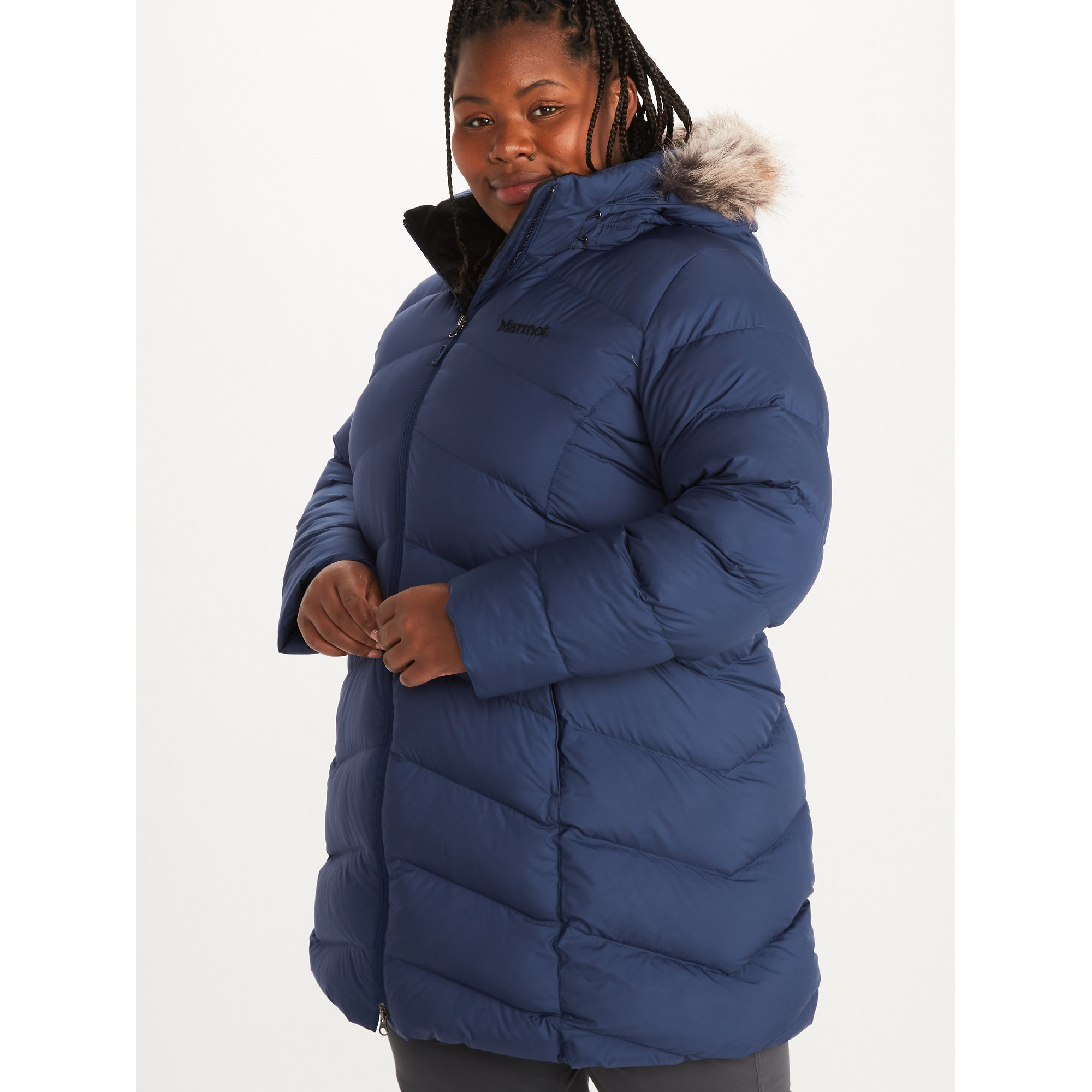 Marmot Women's Montreaux Long Winter Down Hooded Coat - Arctic Navy