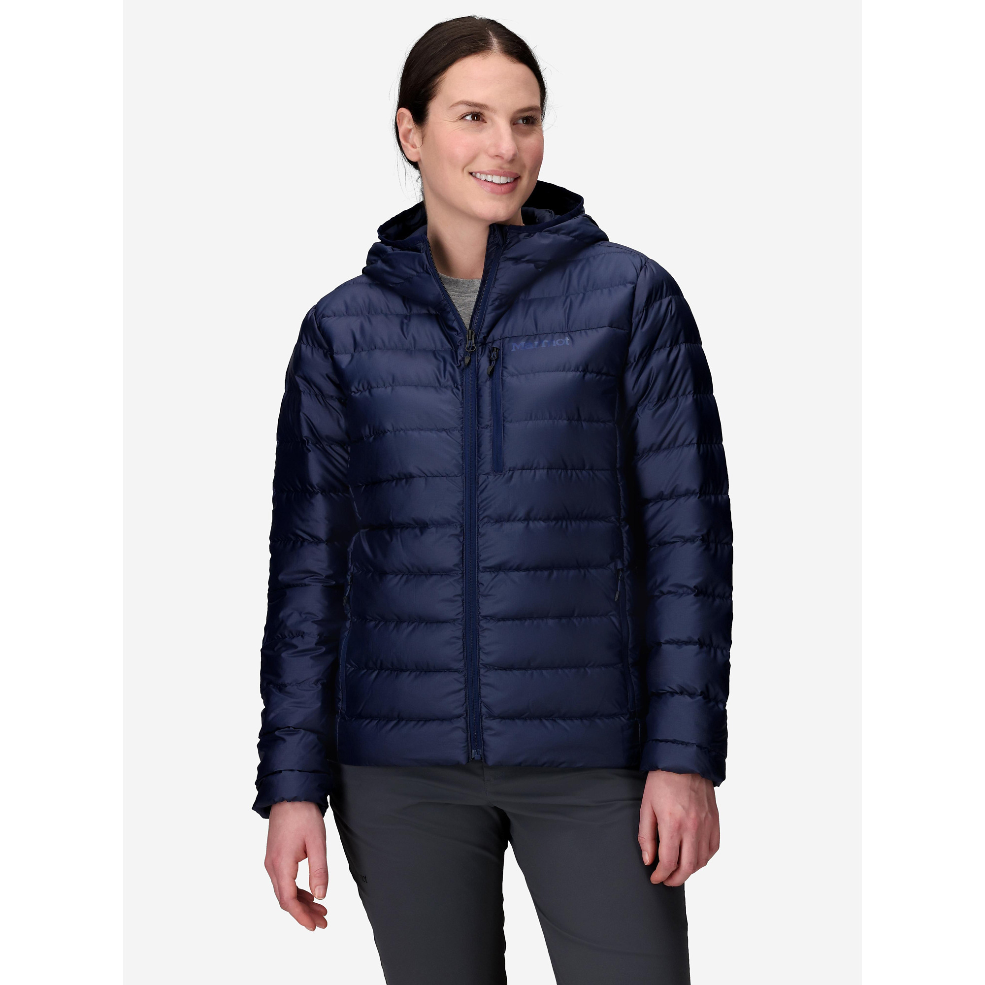 Marmot Women's Highlander Hooded Down Jacket in Arctic Navy - Size: Medium