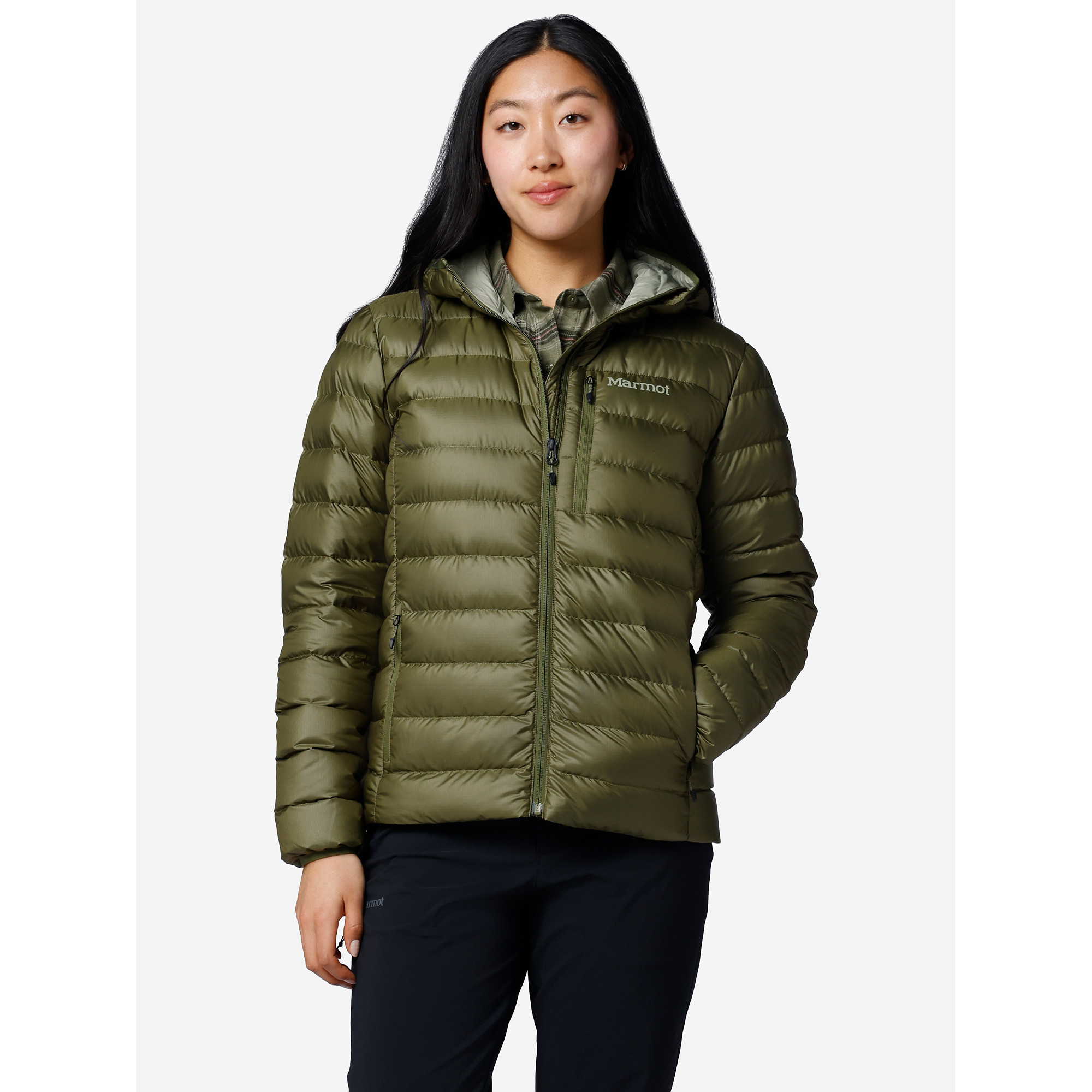 Marmot Women's Highlander Down Hoody in Surplus Green