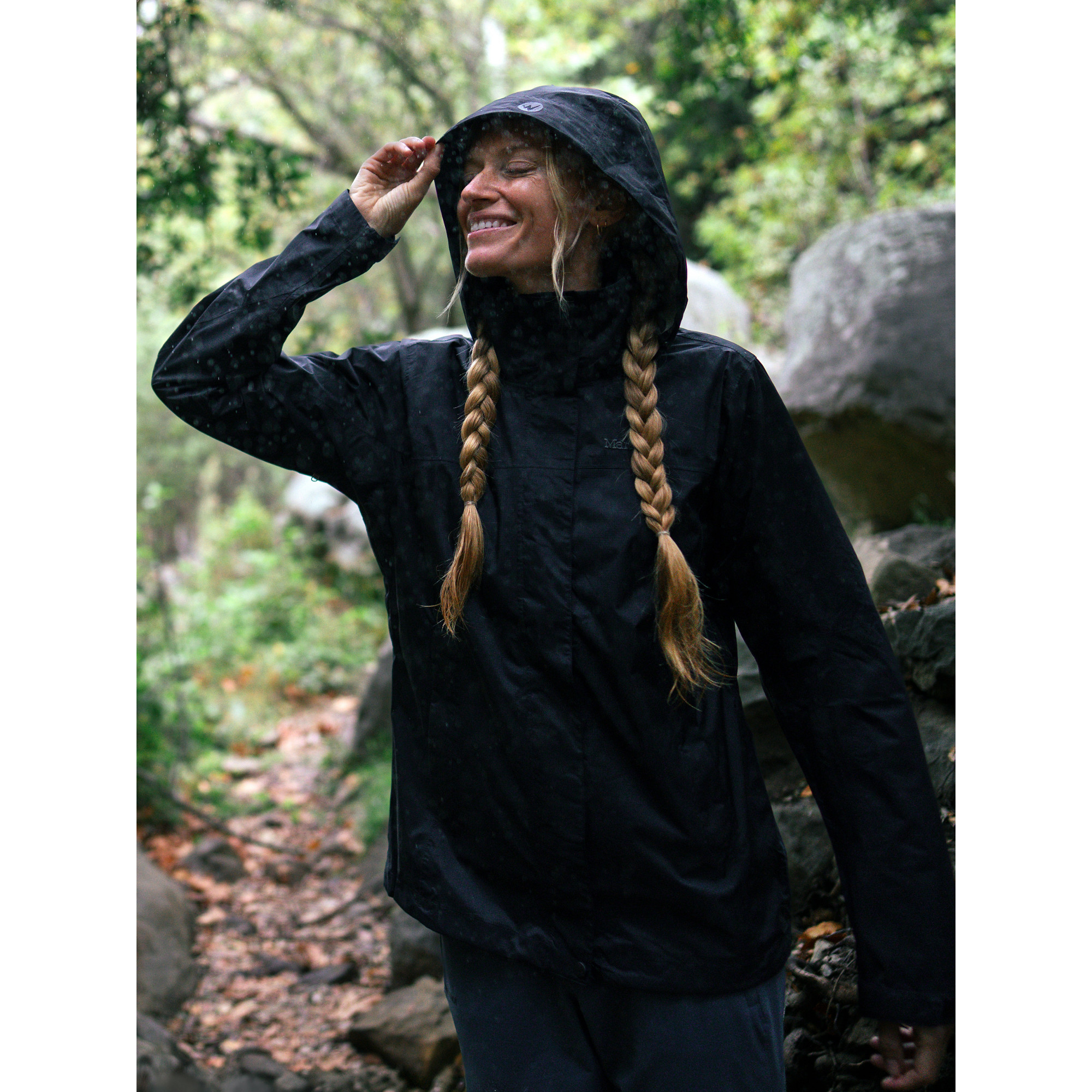 Marmot Women's PreCip Eco Hooded Collar Jackets - Black