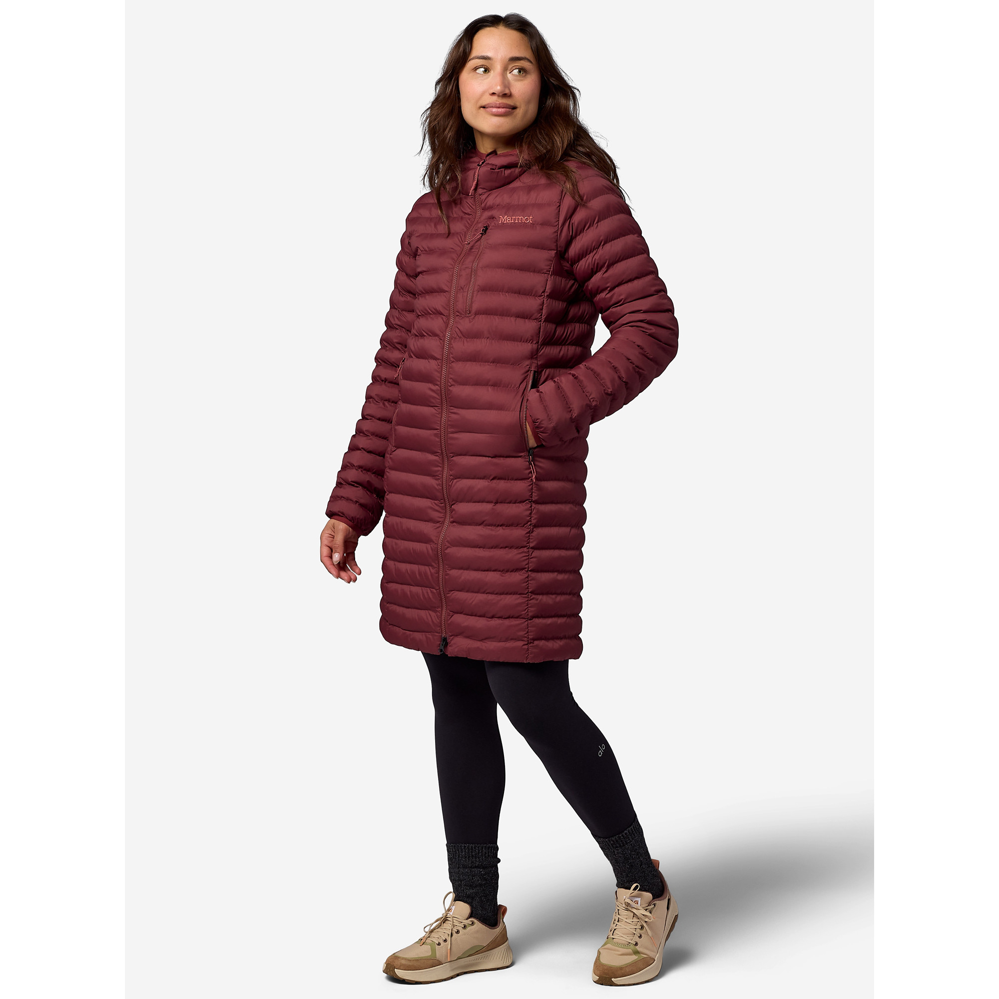 Marmot Women's Echo Featherless Insulated Long Jacket in Soft Oxblood