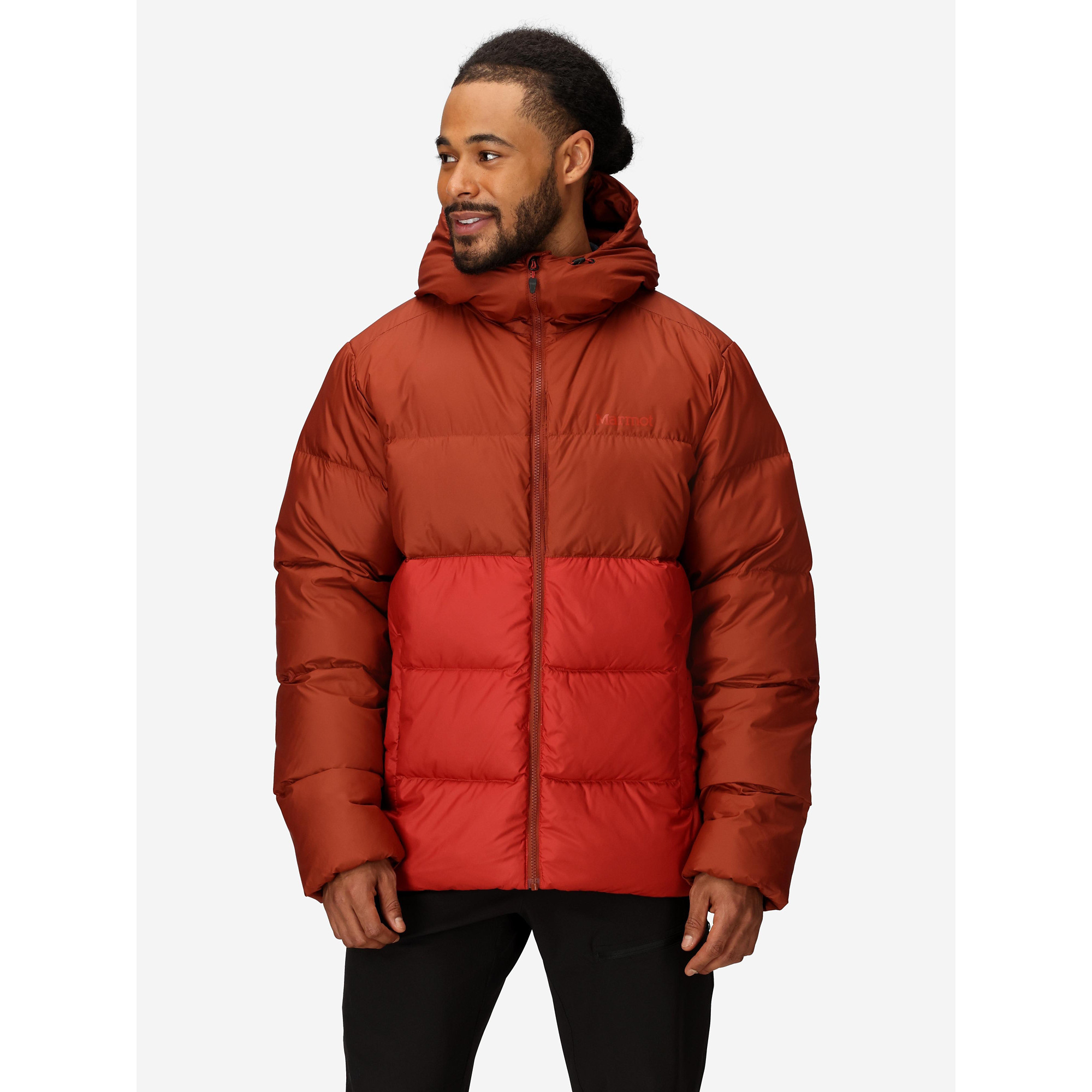 Marmot Men's Guides Down Hooded Jacket in Pecan / Sumac - Size: Small