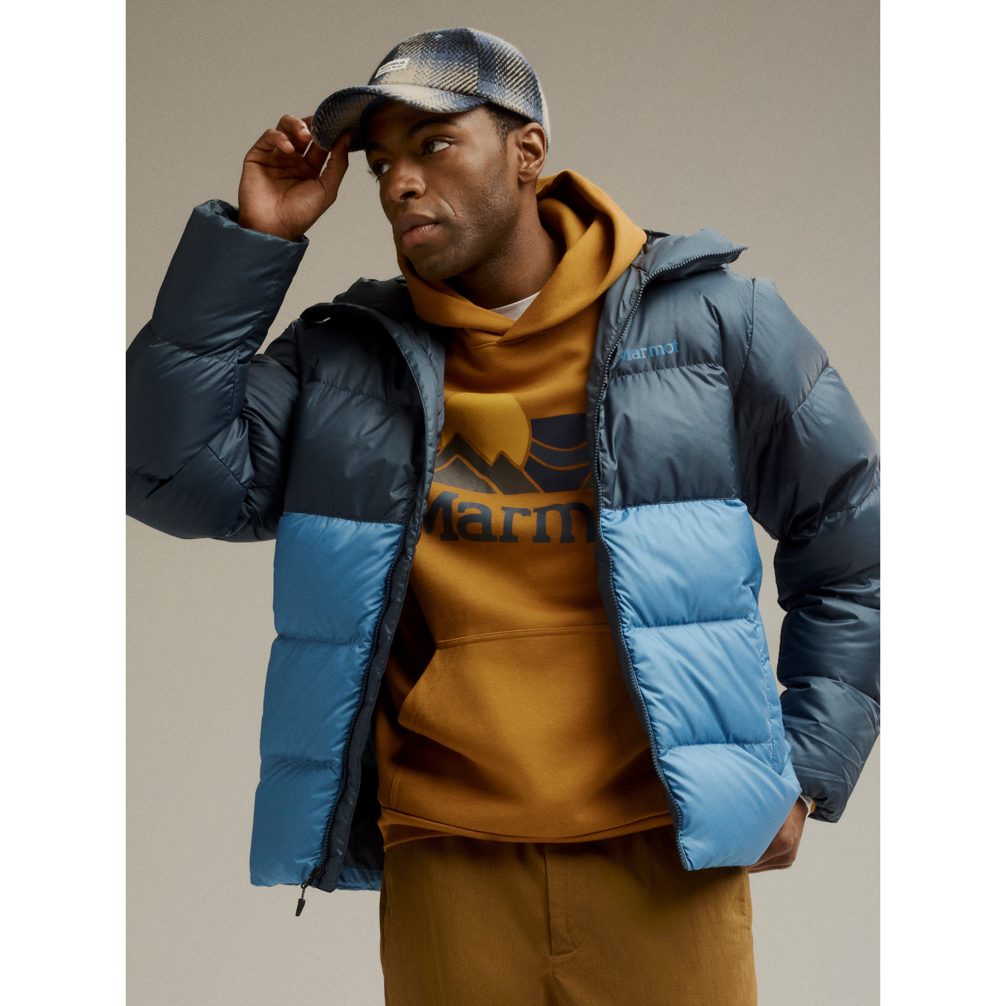 Marmot Men's Guides Down Hooded Jacket - Thunderhead/Rain Cloud
