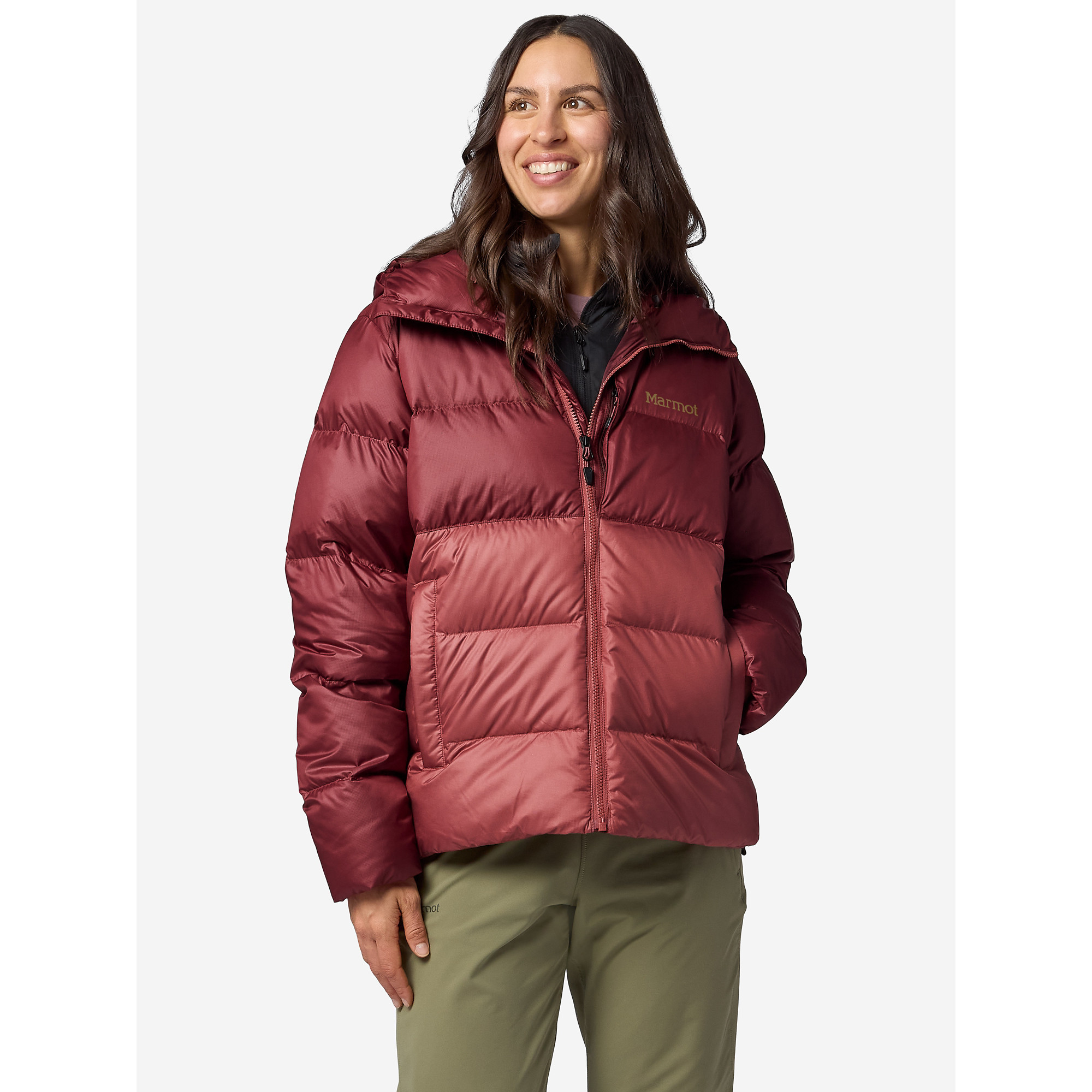 Marmot Women's Guides Big-Baffled Puffer Hooded Jacket - Oxblood/pr