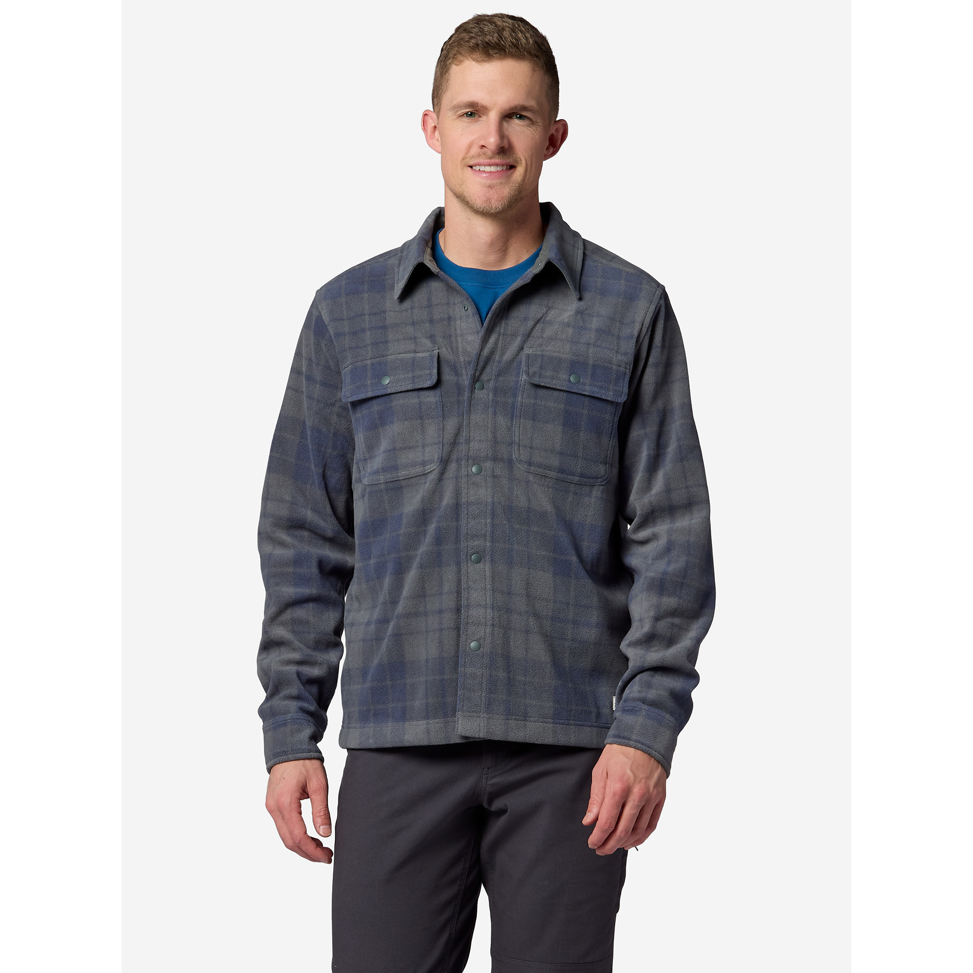 Marmot Men’s Felton Ultra Soft Fleece Long-Sleeve Shirt Jacket in Cobblestone Plaid