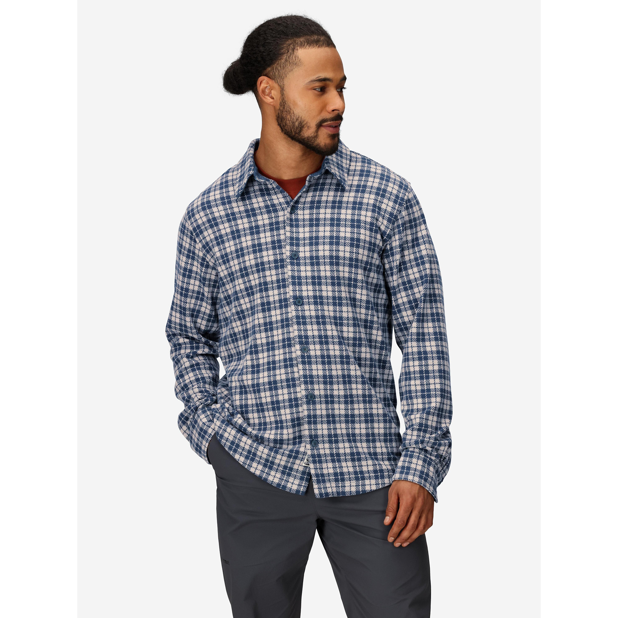 Marmot Men's Alpine Haven Soft Stretch Knit Flannel Long-Sleeve Shirt (Fall 2025) in Thunderhead