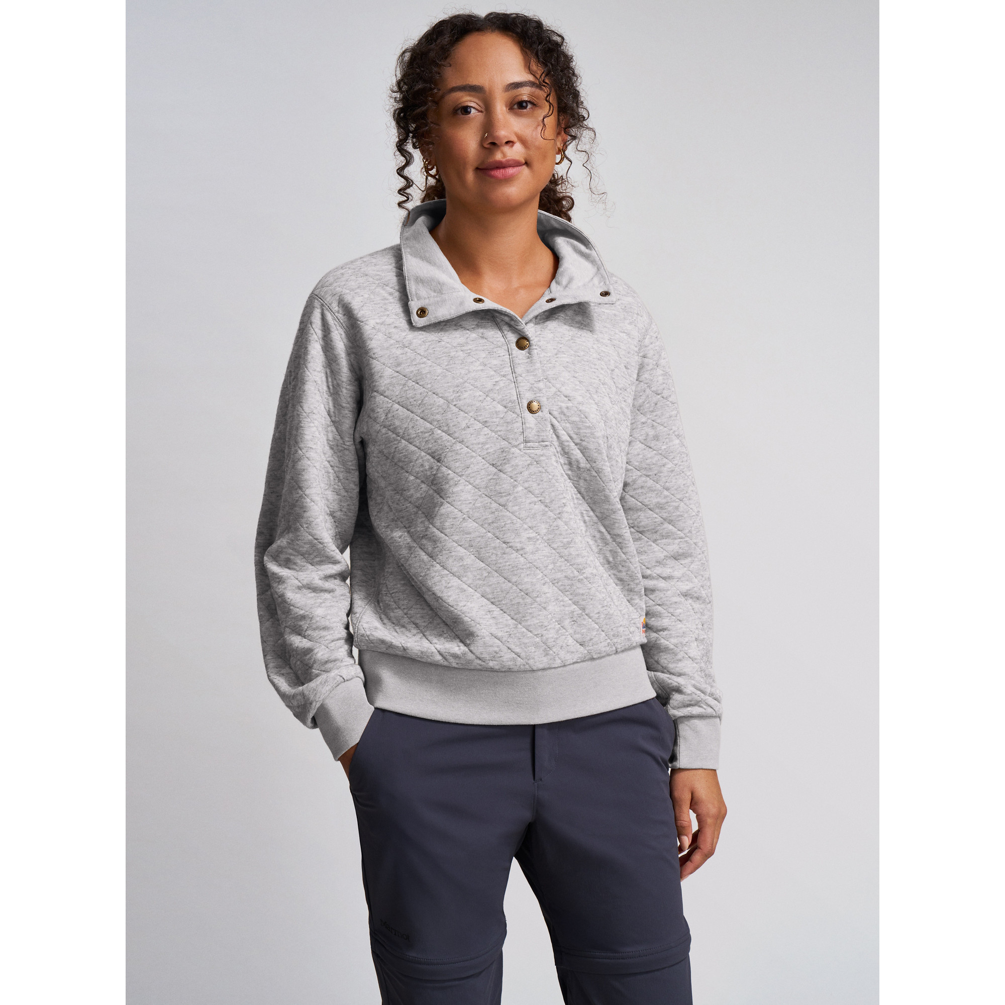 Marmot Women's Galen Quarter Snap Pullover (Spring 2025) in Light Grey Heather