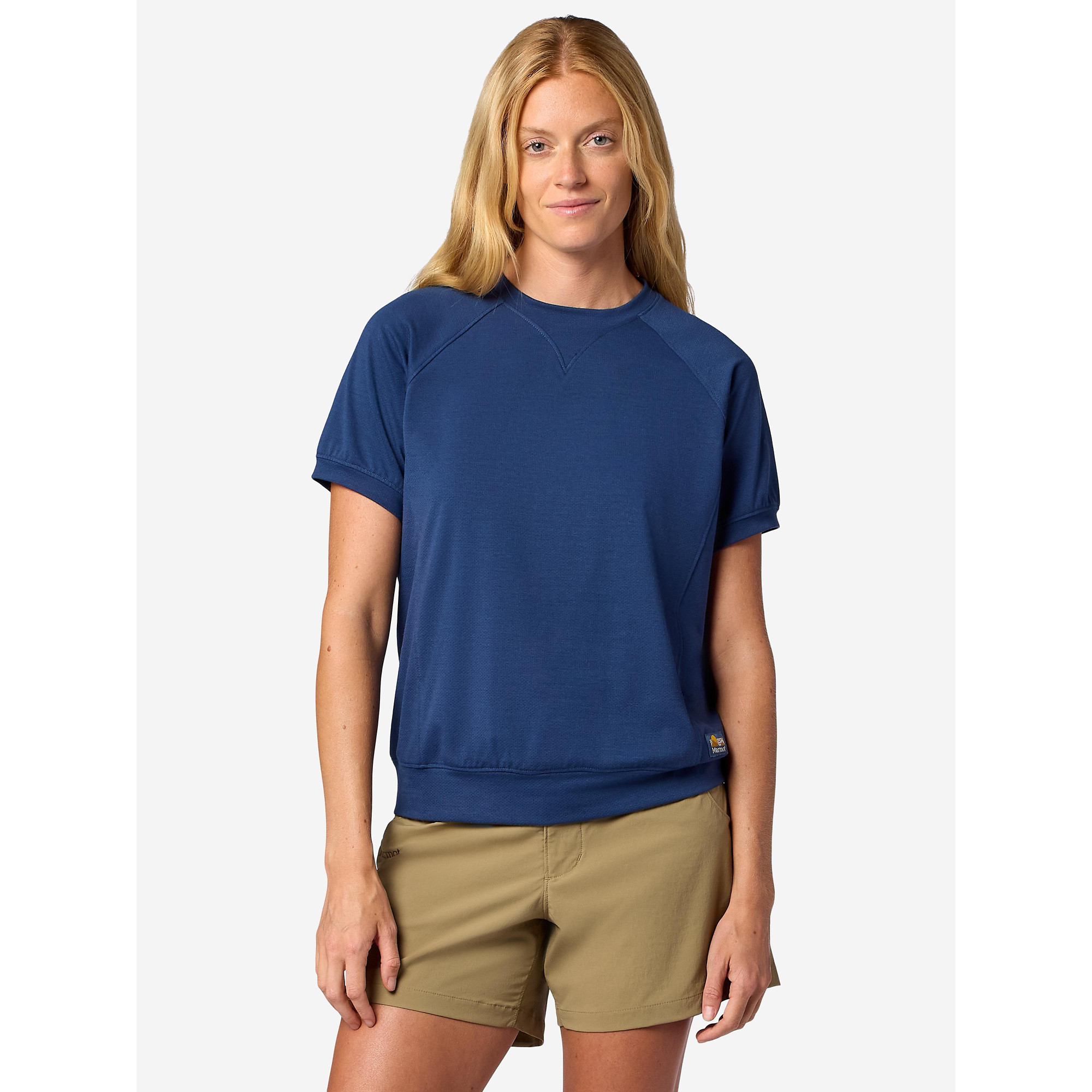 Marmot Women's Sereno Short-Sleeve Shirt (Spring 2026) in Nightfall Navy Heather
