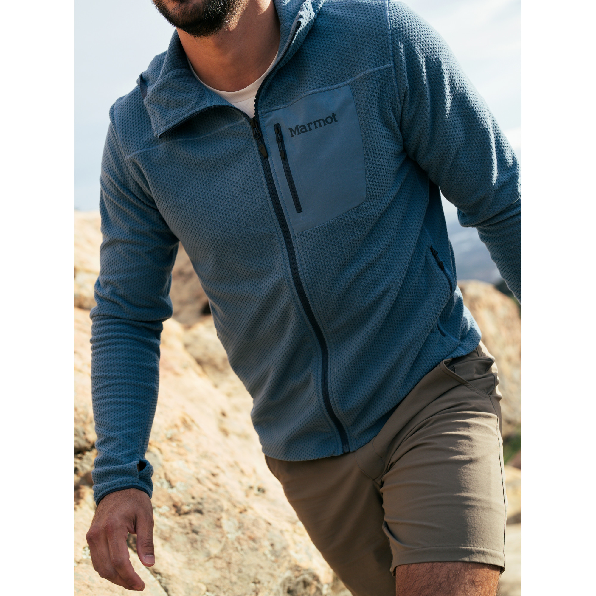 Marmot Men's AirFleece Performance Full-Zip Hoody in Summer Storm