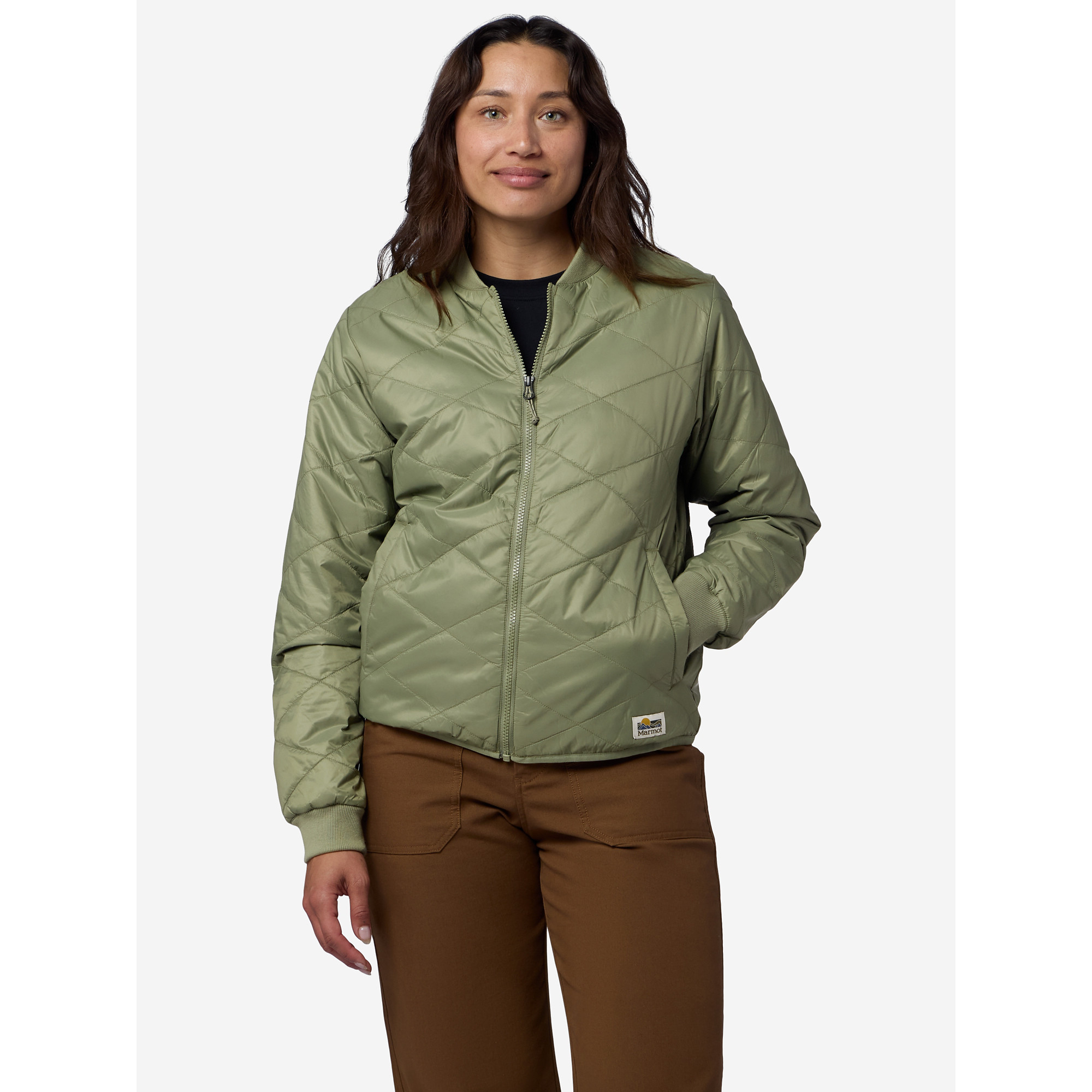 Marmot Women's Onward Insulated Bomber Jacket in Olive Grove