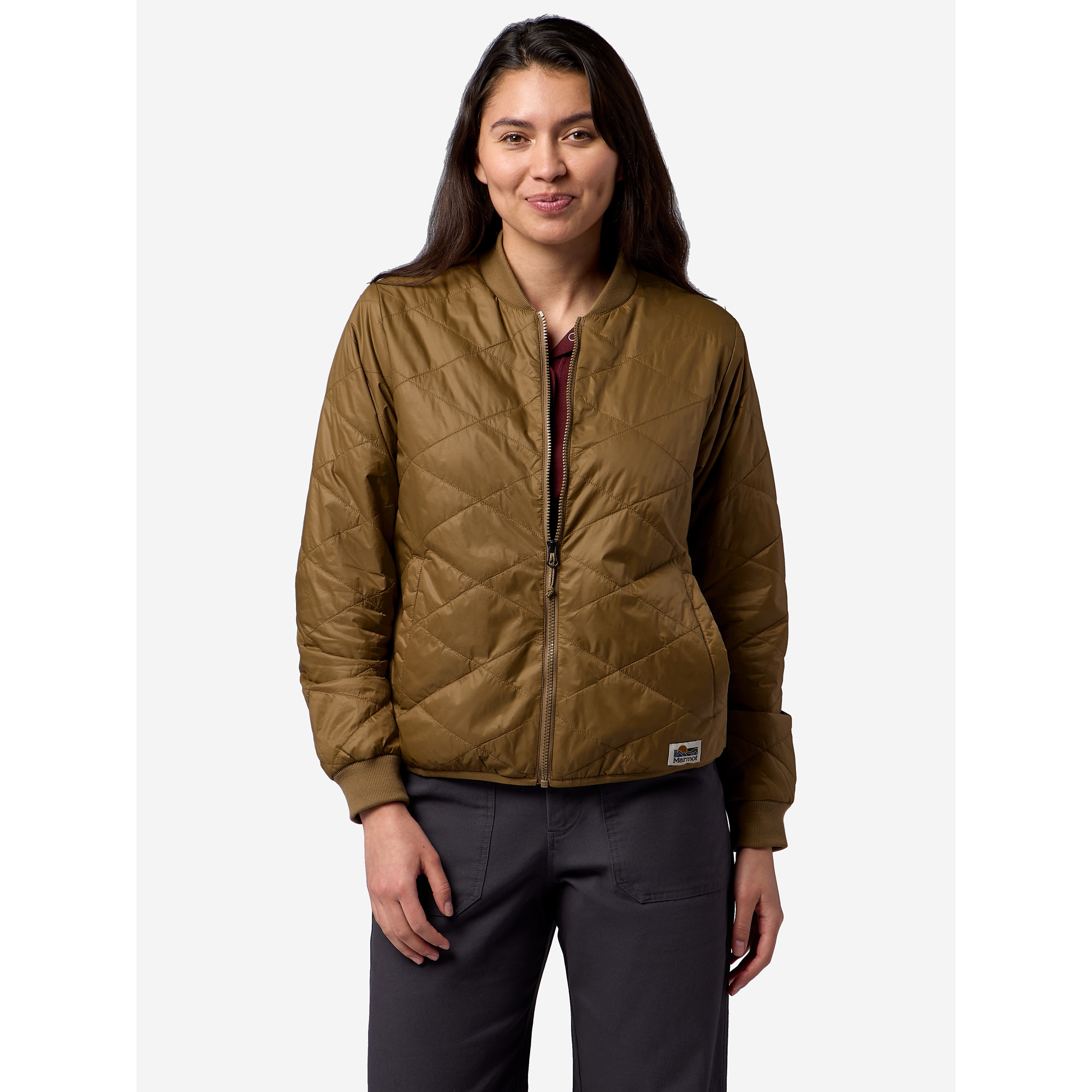 Marmot Women's Onward Lightweight Quilted-Insulated Bomber Jacket - Rustic Kha