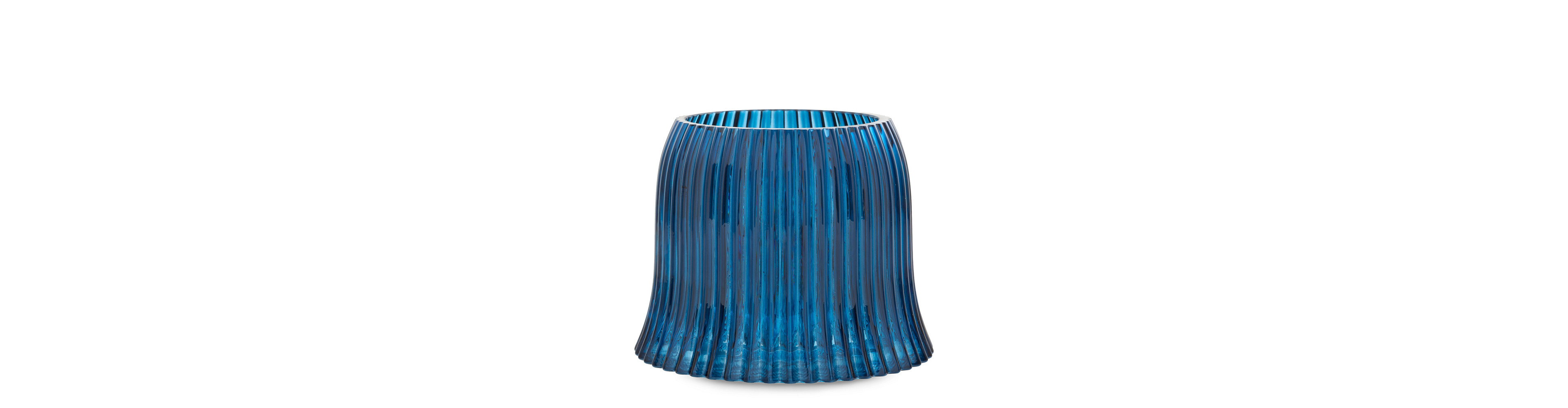 Blue Ribbed Jar Candle Shade