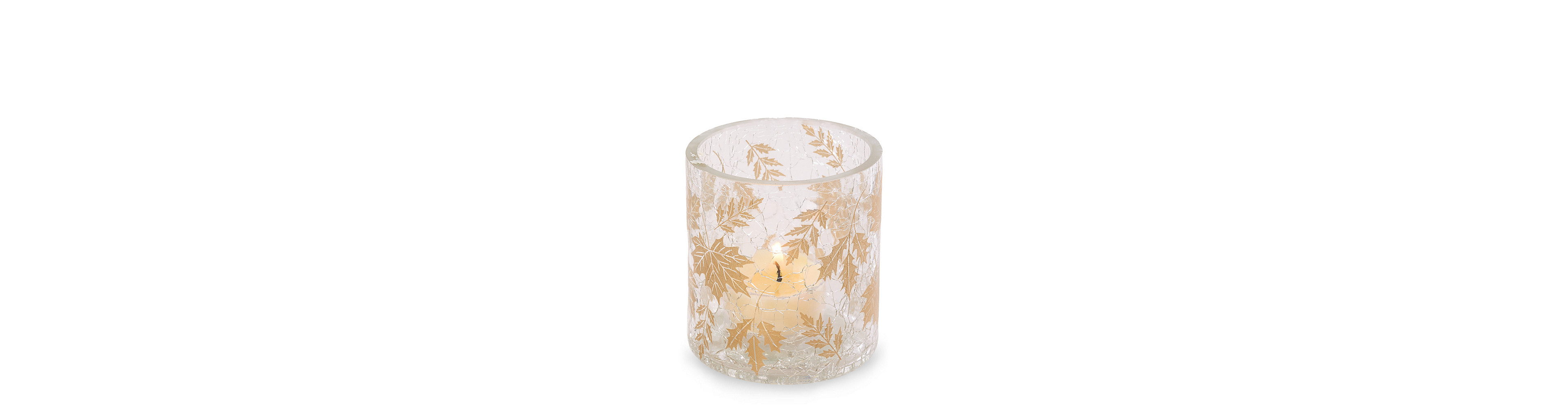 Crackle Leaves Tea Light Candle Holder