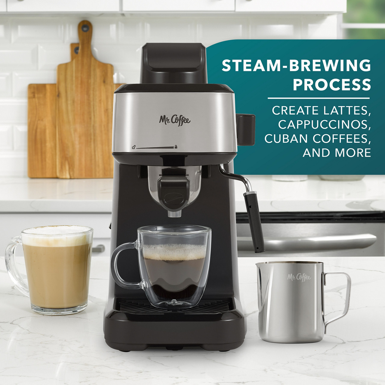 Mr. Coffee Steam Espresso Maker with Stainless Steel Frothing