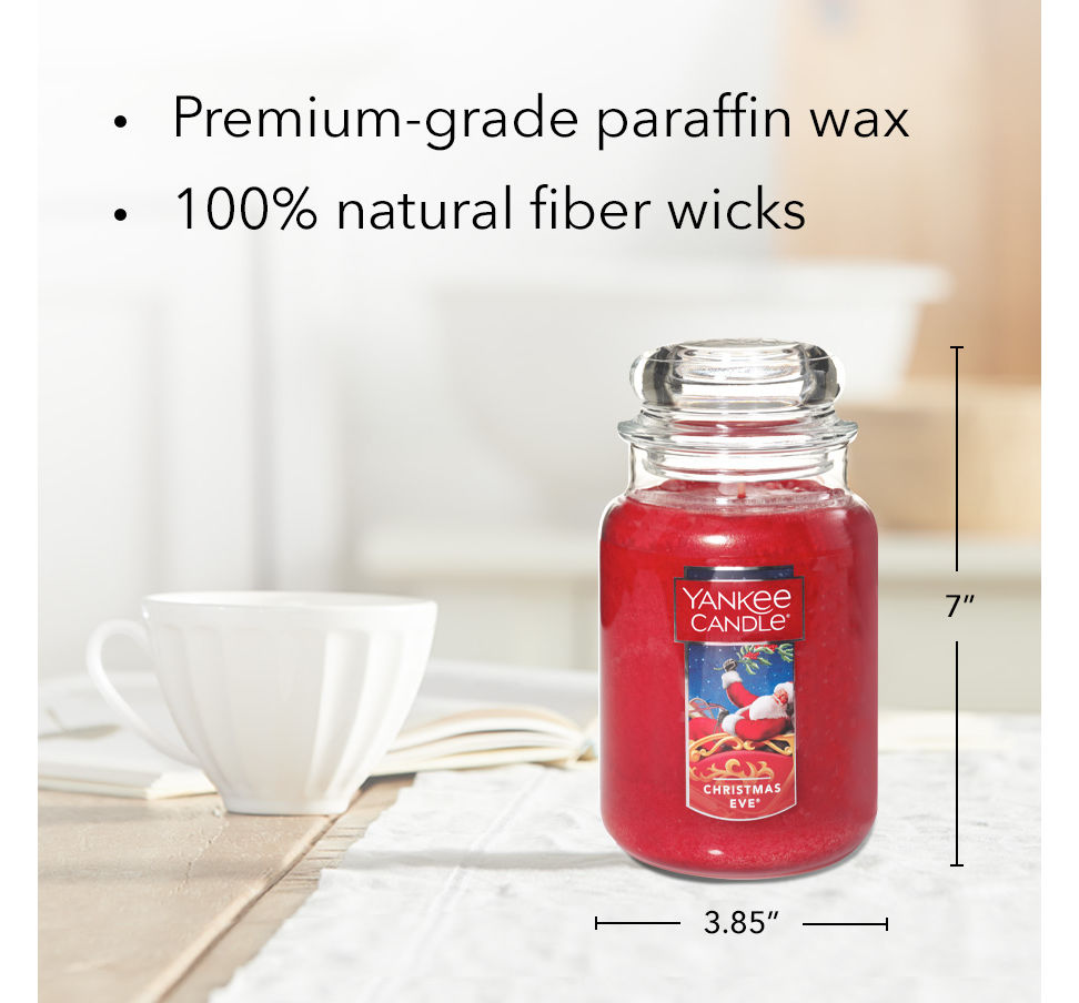 christmas eve original large jar candle with product information