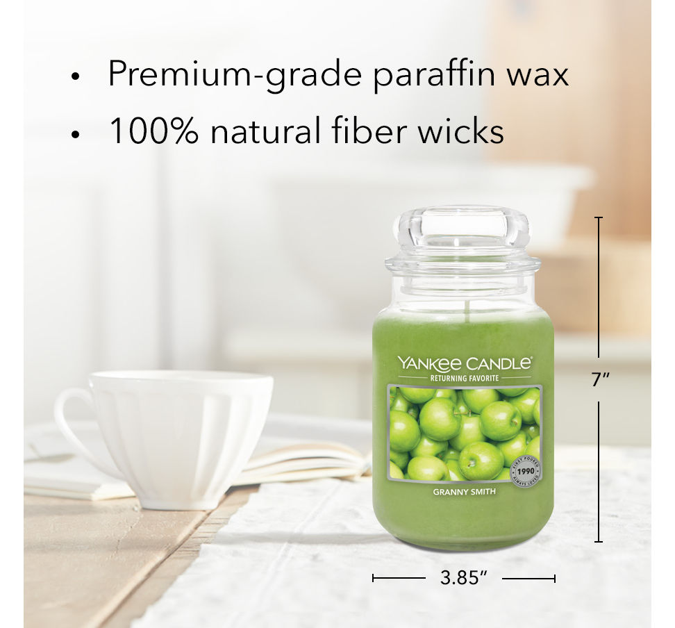 granny smith original large jar candle with product information