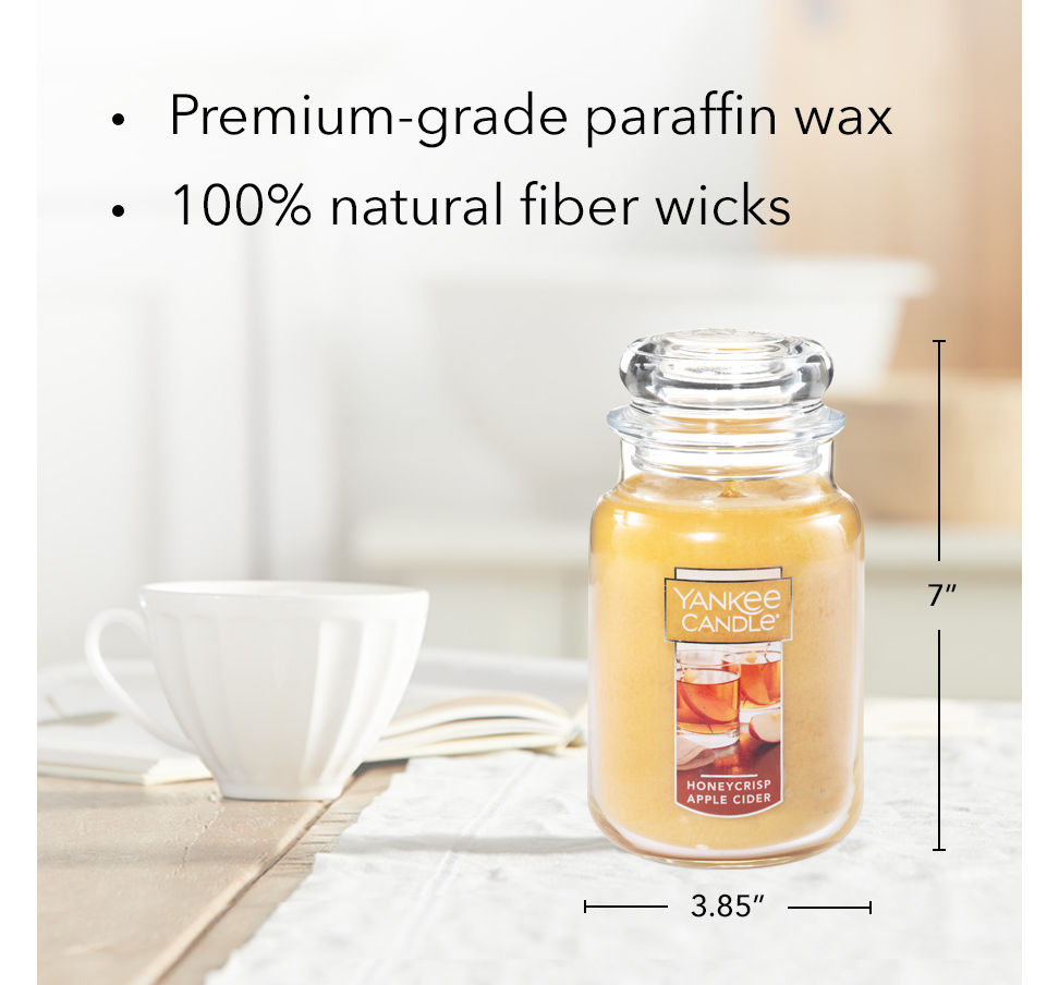honeycrisp apple cider original large jar candle with product information