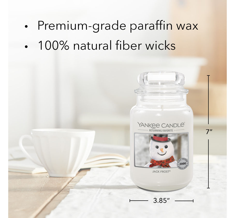 jack frost original large jar candle with product information