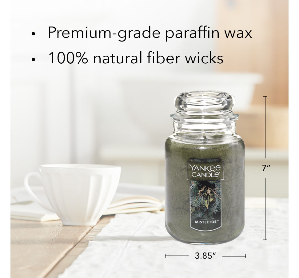 mistletoe original large jar candle with product information