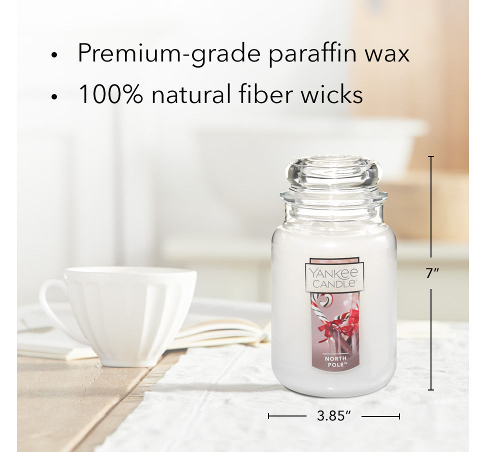 north pole original large jar candle with product information