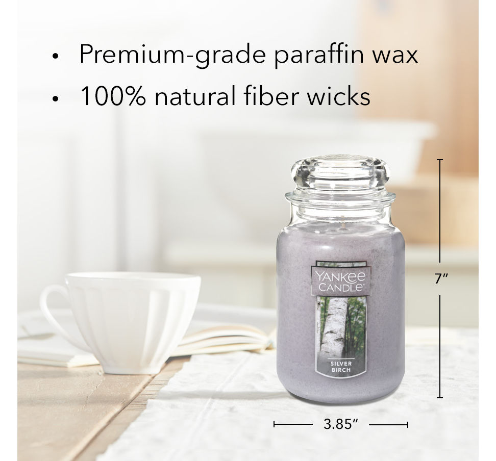 silver birch original large jar candle with product information