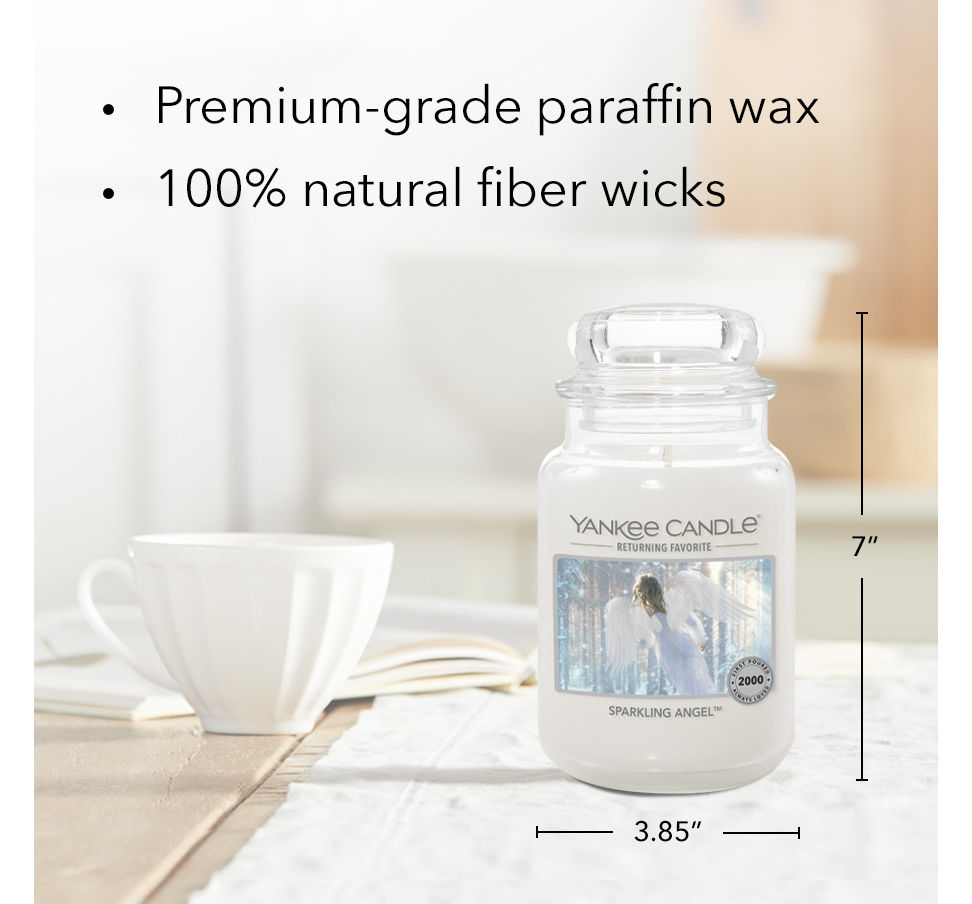 sparkling angel original large jar candle with product information