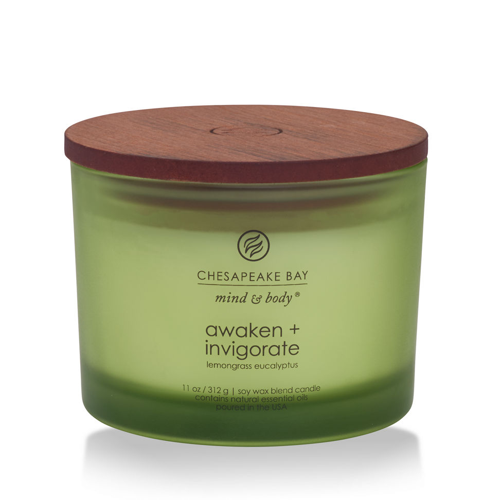 awaken invigorate lemongrass eucalyptus 3 wick coffee table jar candle