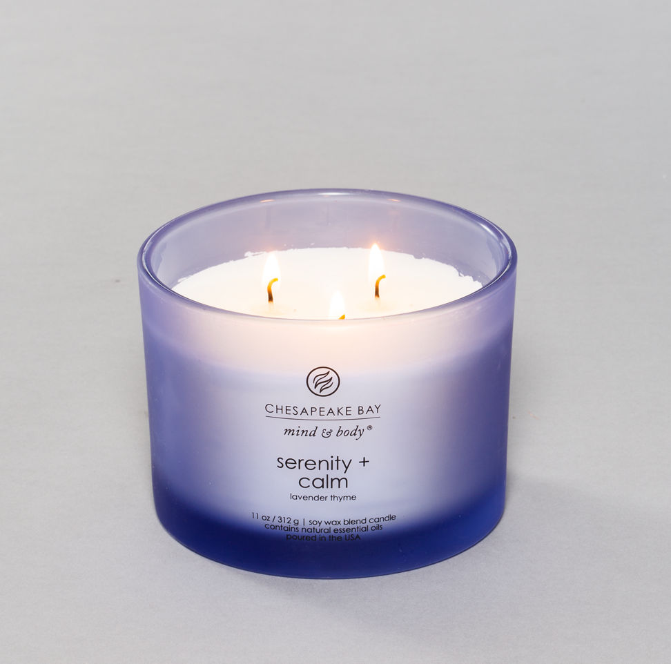 serenity calm lavender thyme 3 wick coffee table jar candle