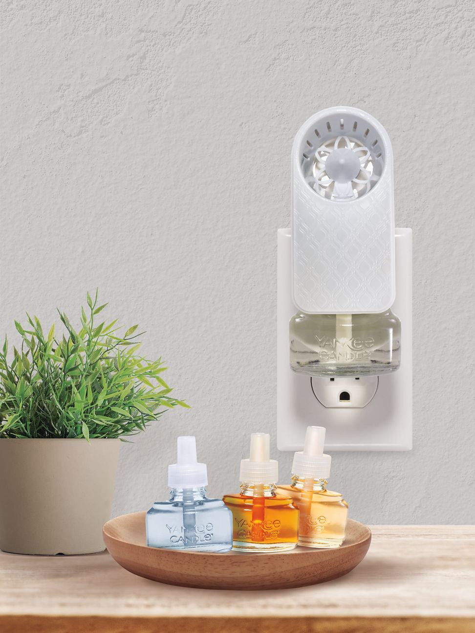 moroccan scentplug fans in socket with range of scent refills