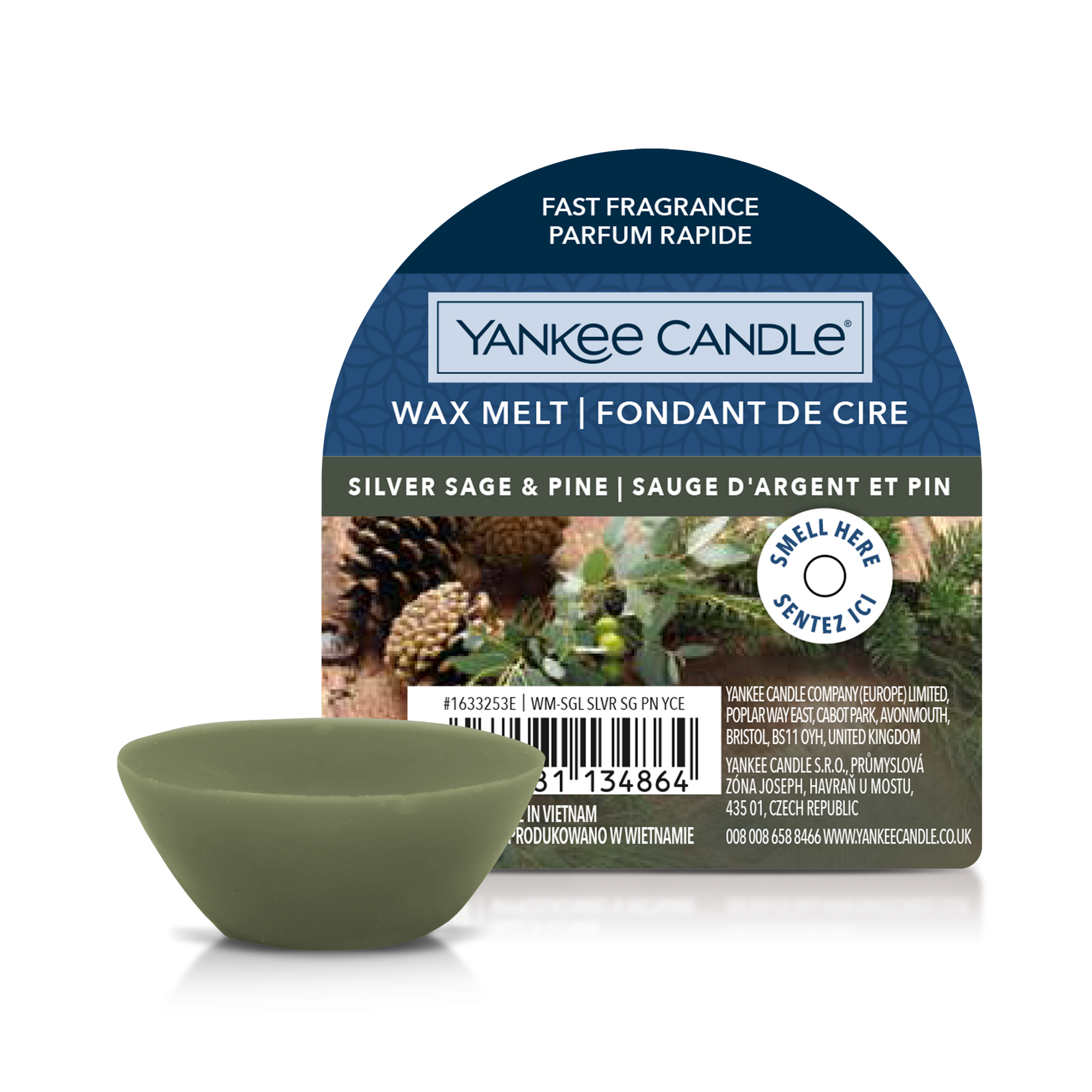 Silver Sage & Pine Wax Melt Yankee Candle, Green, 5.6cm x 1.5cm | Woody