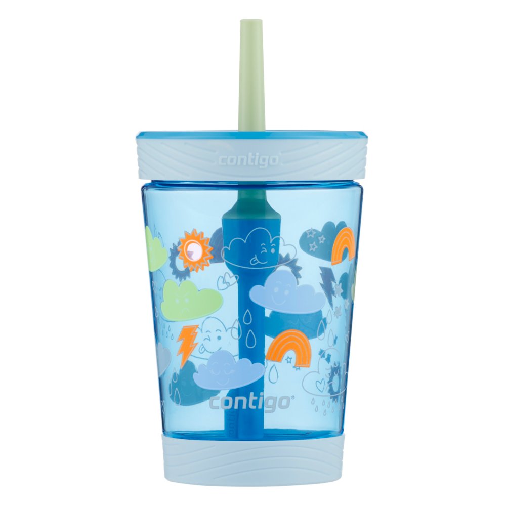 Contigo Kids Spill-Proof Tumbler with Straw, 14 oz, Wildflowers, Clouds Purple