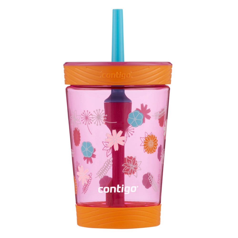 Contigo Kids Spill-Proof Tumbler with Straw, 14 oz, Wildflowers, Clouds Purple