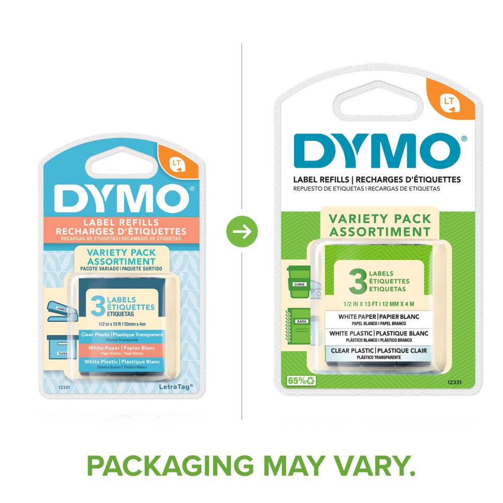 White Paper Labels 3 Cassettes for sale online Dymo Personal Label Maker Refills 