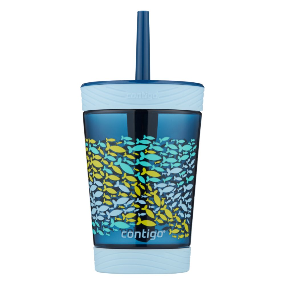 Contigo Kids Straw Tumbler, Nautical with 3C School of Fish, 14 Ounce