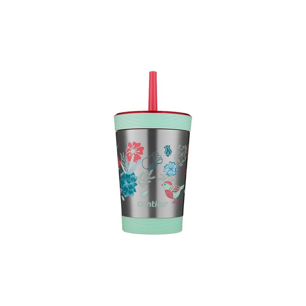 Contigo Kids Spill-Proof Stainless Steel Tumbler with Straw Sprinkles with  Birds and Flowers, 12 fl oz. 