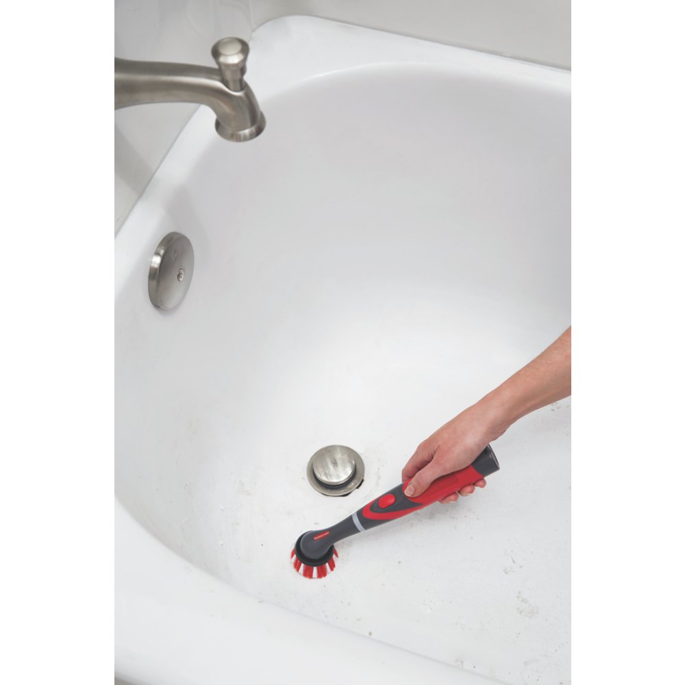Rubbermaid 2115701 Cleaning Power Scrubber Bathroom Kit, 2 Pieces, Red and  Gray