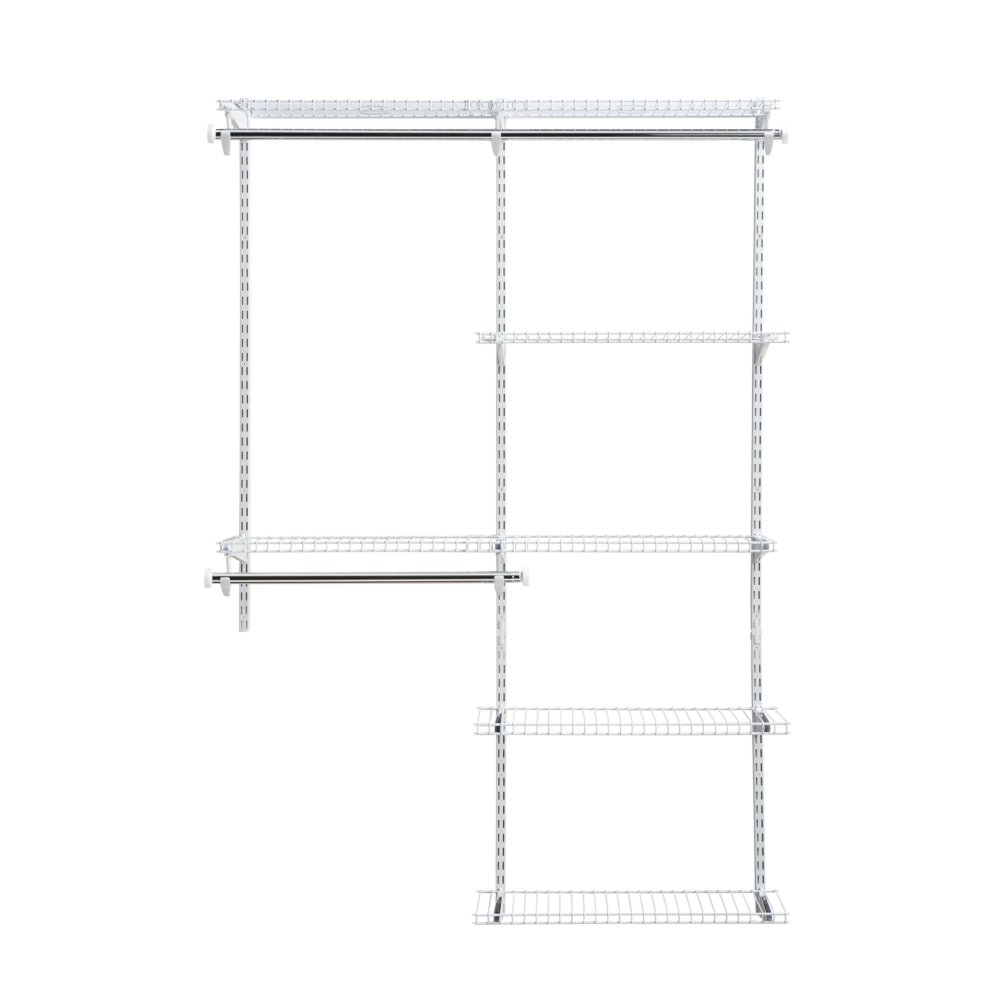 Rubbermaid Configurations Classic Closet Kit, Titanium, 4-8 Ft., Wire  Shelving Kit with Expandable Shelving and Telescoping Rods, Custom Closet