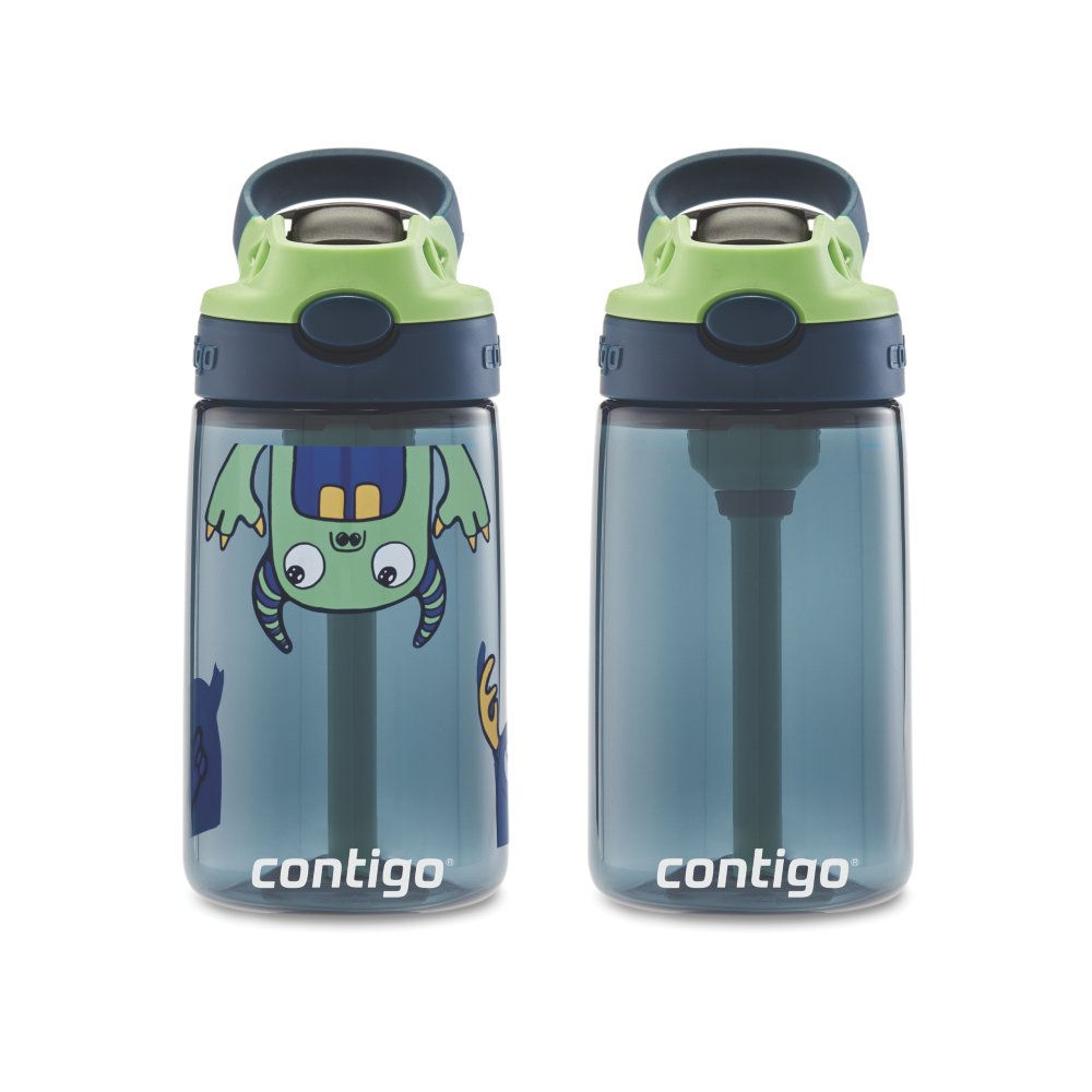 Contigo Kids Stainless Steel Water Bottle with Redesigned Autospout Straw, 13 oz, Blueberry & Green Apple