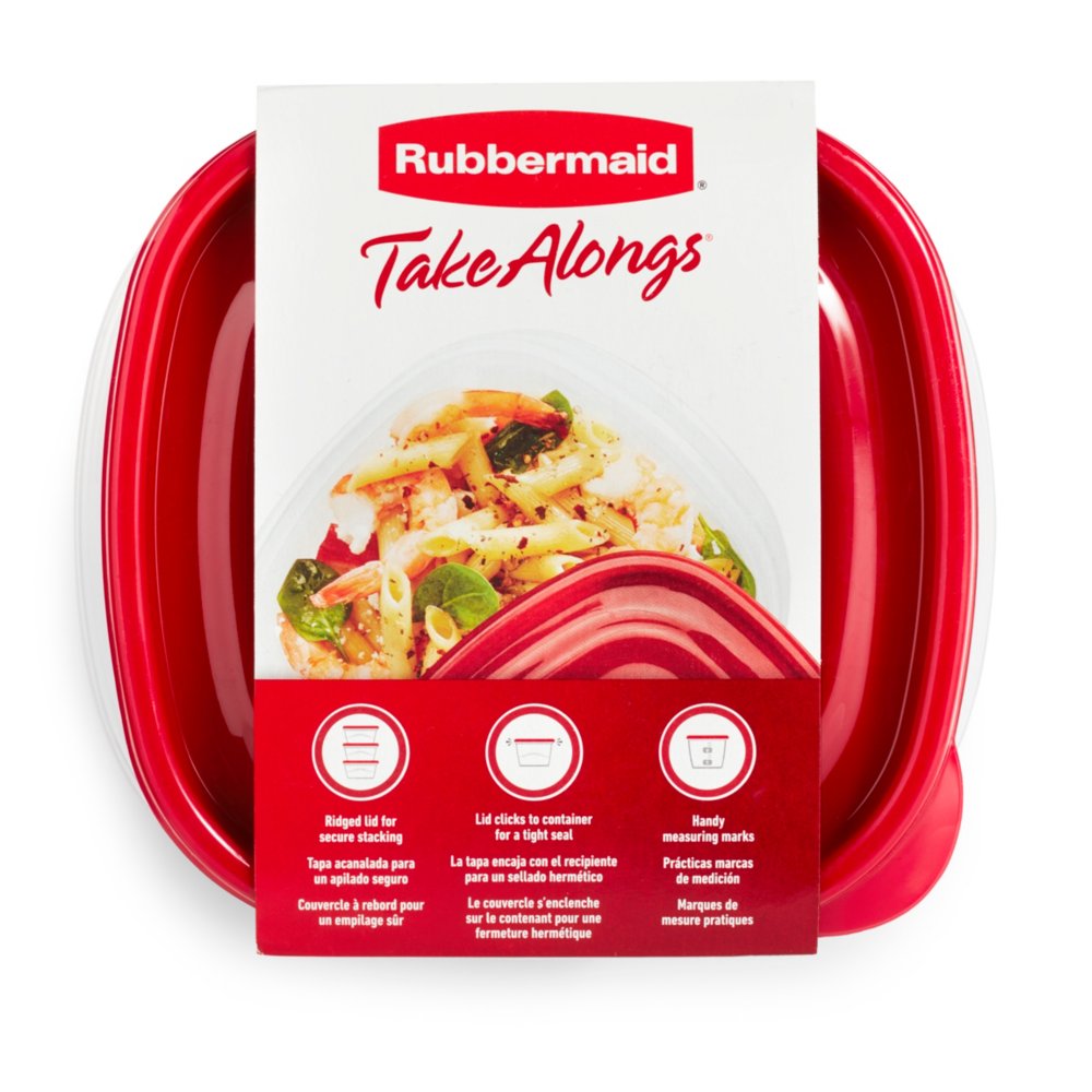 Rubbermaid TakeAlongs Toffee Nut 5.2 Cup Deep Squares Containers, 4-Pack