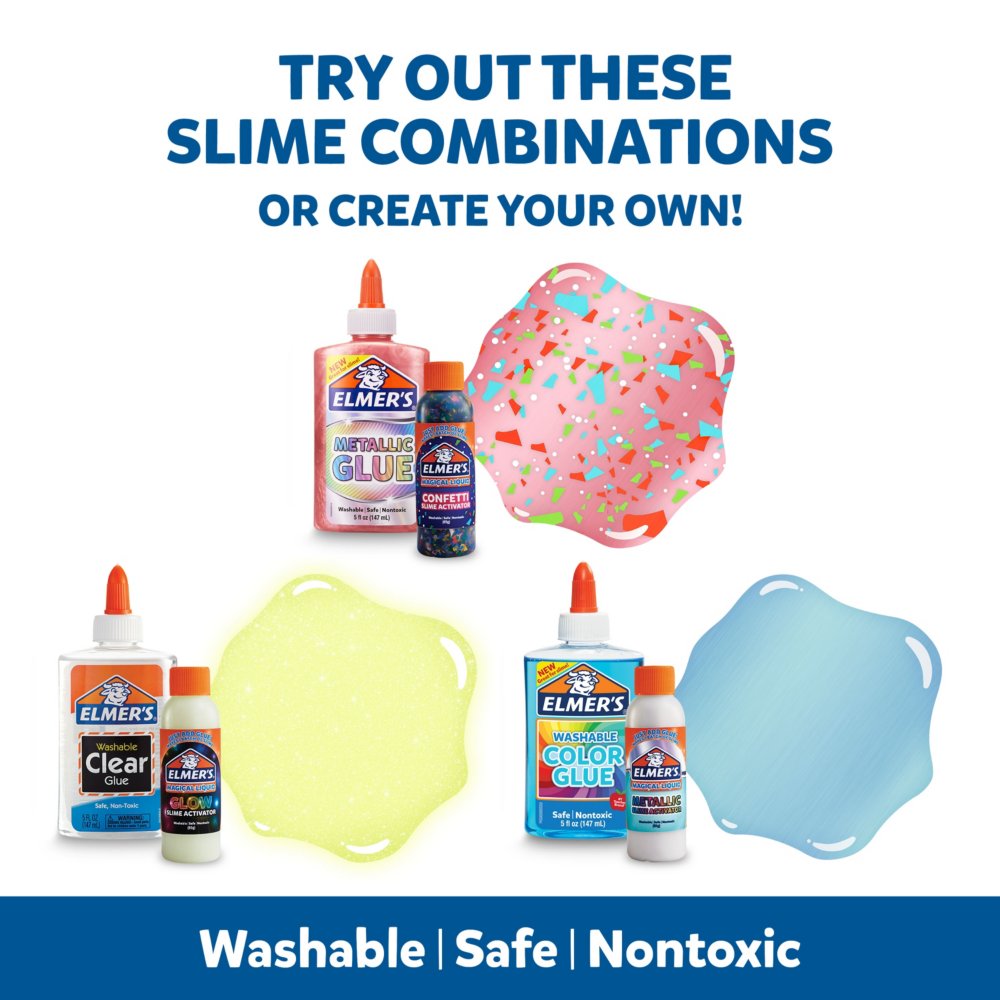 Lot Bundle Slime Kit Elmers Glue Foam Dots Mix Color Changing Glitter Blue  Pink