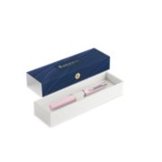 A capped Allure pen with chrome trim in a gift box. image number 2