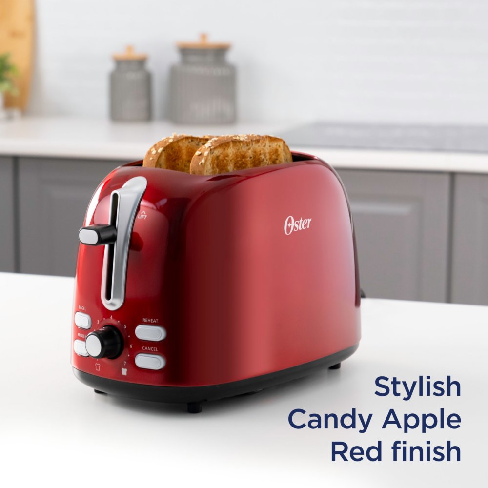 Oster 2-Slice Toaster with Advanced Toast Technology, Candy Apple Red